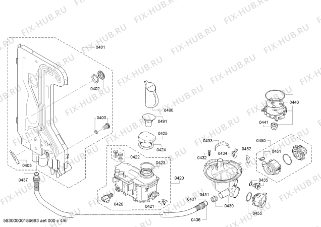 Схема №6 SMS58L22EU SpeedStar; SilencePlus с изображением Силовой модуль запрограммированный для посудомойки Bosch 12018448