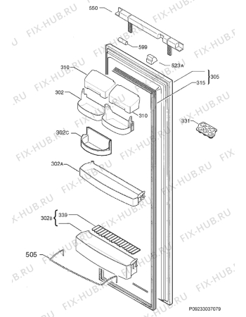 Схема №1 QR335I с изображением Дверь для холодильной камеры Aeg 2256529039