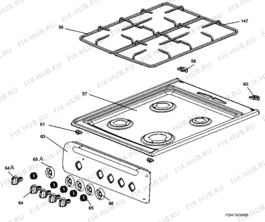 Взрыв-схема плиты (духовки) Electrolux EKG500101W - Схема узла Section 4