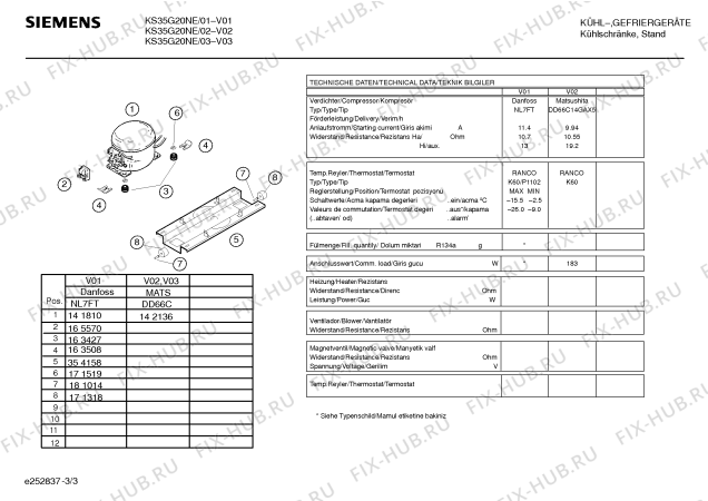 Взрыв-схема холодильника Siemens KS35G20NE - Схема узла 03