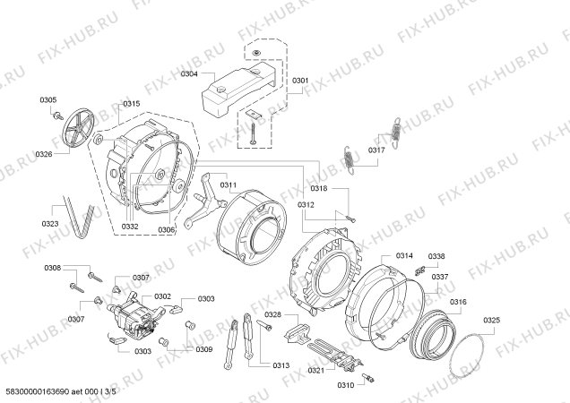 Взрыв-схема стиральной машины Bosch WLG24160BY, Serie 4 - Схема узла 03