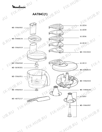 Взрыв-схема кухонного комбайна Moulinex AAT84C(1) - Схема узла HP000314.9P3
