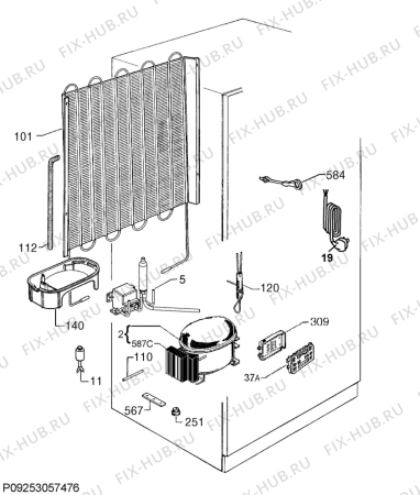 Взрыв-схема холодильника Rex Electrolux FI22/13DV - Схема узла Cooling system 017