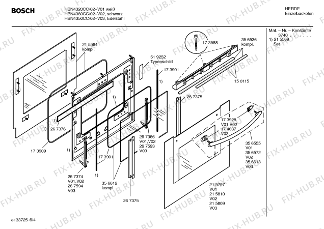 Схема №6 HBN4320CC с изображением Инструкция по эксплуатации для духового шкафа Bosch 00527883