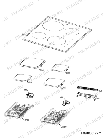 Взрыв-схема плиты (духовки) Electrolux EKI954501X - Схема узла Hob