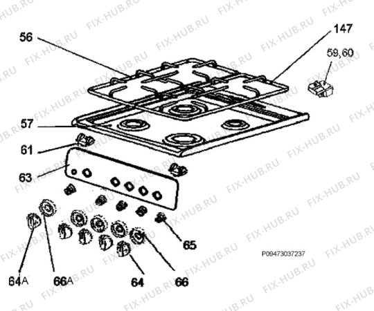 Взрыв-схема плиты (духовки) Zanussi ZCG550GX1 - Схема узла Section 5
