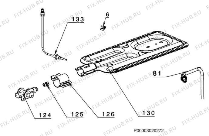 Взрыв-схема плиты (духовки) Zanussi ZCG054GW - Схема узла Functional parts