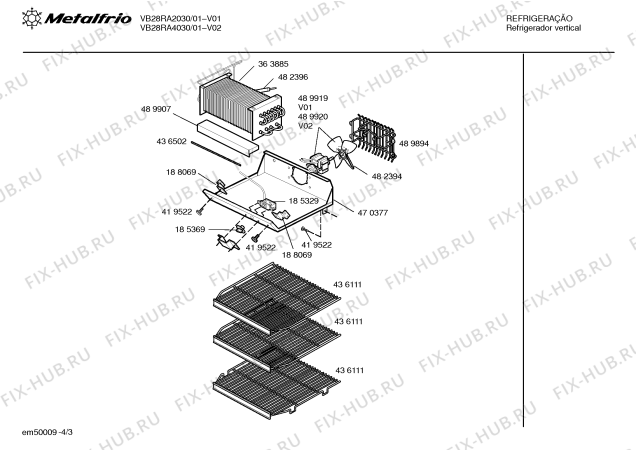 Взрыв-схема холодильника Metalfrio VB28RA2030 - Схема узла 03