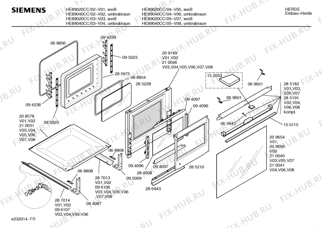 Схема №5 HE89040CC с изображением Фронтальное стекло для духового шкафа Siemens 00210041