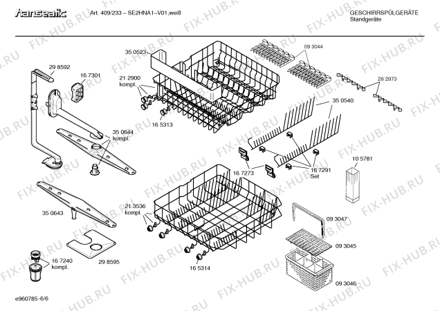 Взрыв-схема посудомоечной машины Hanseatic SE2HNA1 Art:409/233 - Схема узла 06