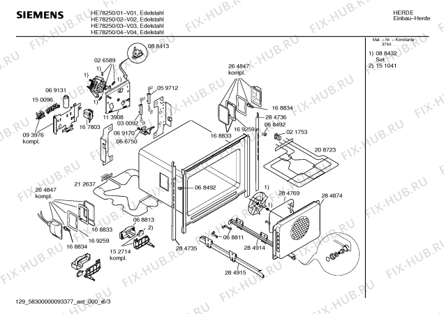 Взрыв-схема плиты (духовки) Siemens HE78250 - Схема узла 03