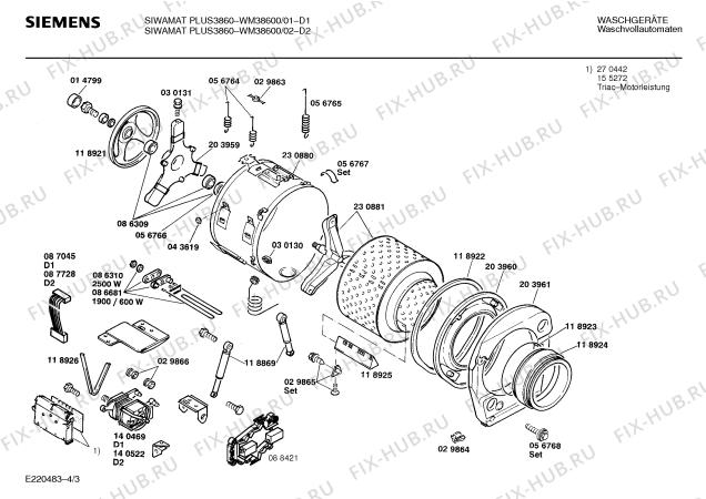 Схема №4 WM38600 SIWAMAT PLUS 3860 с изображением Таблица программ для стиралки Siemens 00087619