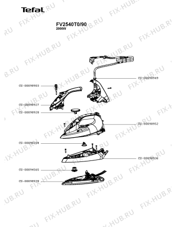 Схема №1 FV2540T0/90 с изображением Ручка для утюга (парогенератора) Tefal CS-00098952