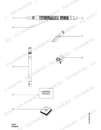 Взрыв-схема пылесоса Electrolux Z4386 - Схема узла Accessories