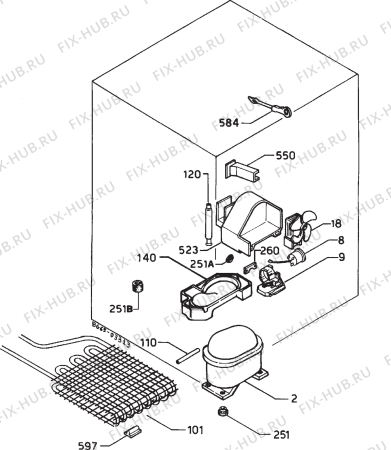 Взрыв-схема холодильника Zanussi ZKC45L - Схема узла Cooling system 017