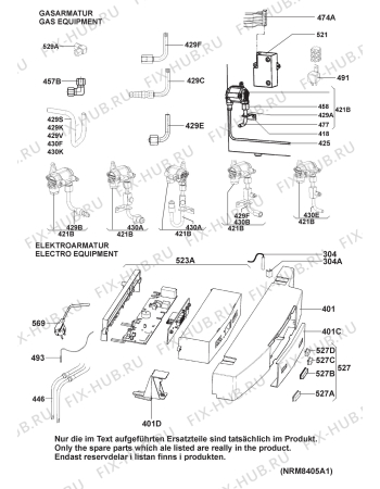 Взрыв-схема холодильника Dometic RMS8405 - Схема узла Armature/fitting