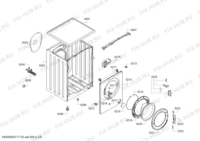 Схема №5 WM12B261DN IQ100 с изображением Наклейка для стиралки Siemens 00629168