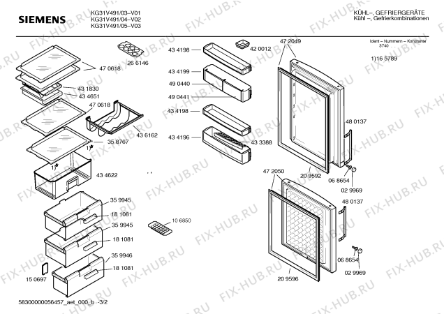 Схема №3 KG31V491 с изображением Дверь для холодильника Siemens 00472049