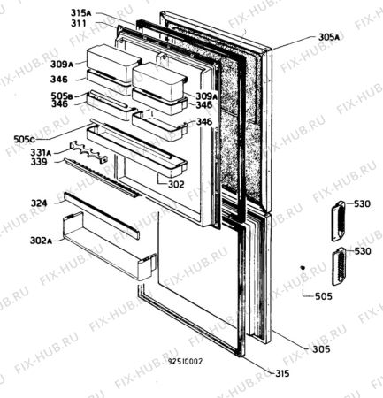 Взрыв-схема холодильника Zanussi Z922/9 - Схема узла C10 Door