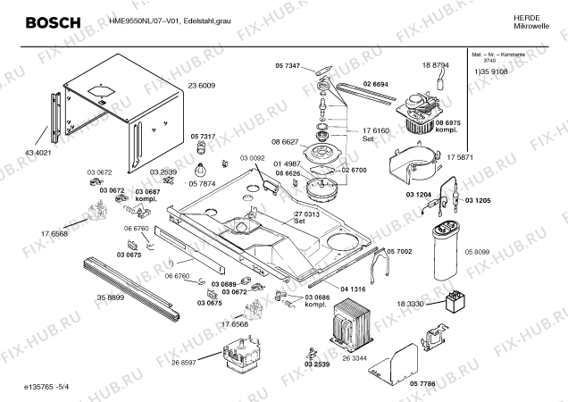 Схема №4 HME9550NL с изображением Инструкция по эксплуатации для микроволновой печи Bosch 00583821