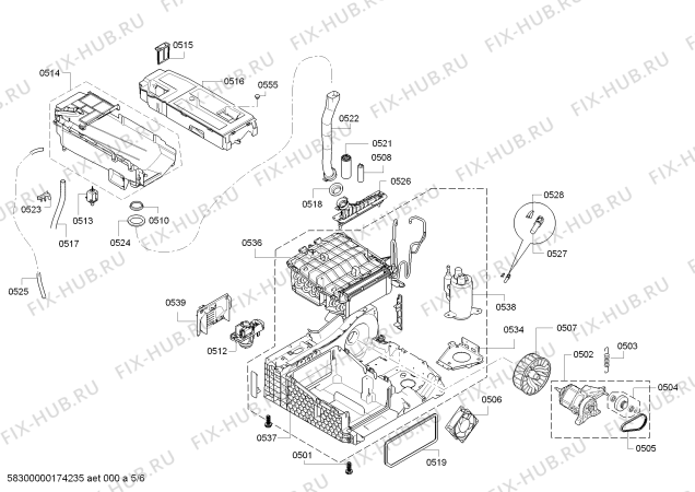 Взрыв-схема сушильной машины Bosch WTW842E0SN Avantixx 8 selfCleaning condenser - Схема узла 05