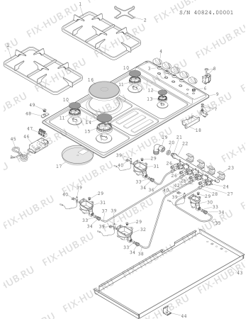 Схема №1 PI941AIX (F033957) с изображением Керамическая поверхность для плиты (духовки) Indesit C00114509