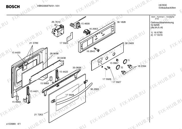 Схема №3 HBN3320FN с изображением Инструкция по эксплуатации для плиты (духовки) Bosch 00528206