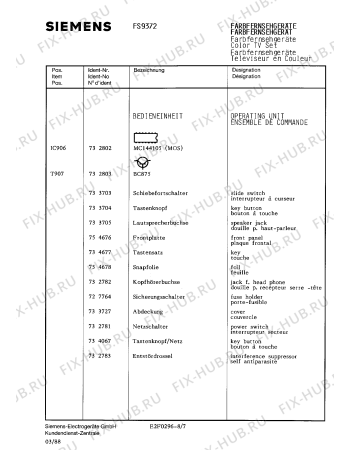 Схема №6 FS9372 с изображением Панель для телевизора Siemens 00782044