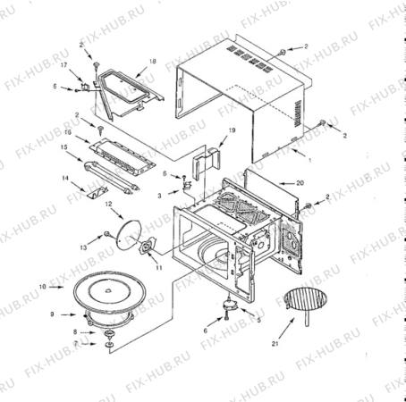 Взрыв-схема микроволновой печи Zanussi ZMJ18MG - Схема узла Oven body