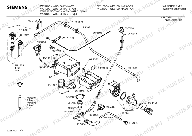 Схема №5 WD31001IN WD1000 с изображением Инструкция по эксплуатации для стиральной машины Siemens 00521905