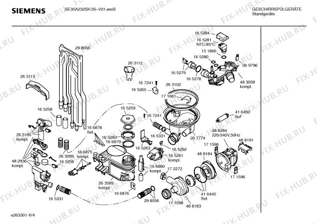 Взрыв-схема посудомоечной машины Siemens SE35A232SK - Схема узла 04