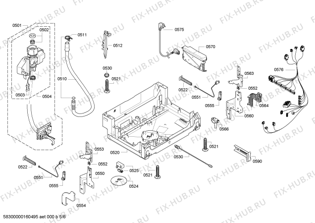 Взрыв-схема посудомоечной машины Bosch SMV69U10EU - Схема узла 05