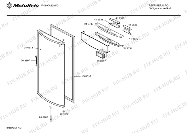 Взрыв-схема холодильника Metalfrio VN44CA3281 - Схема узла 02