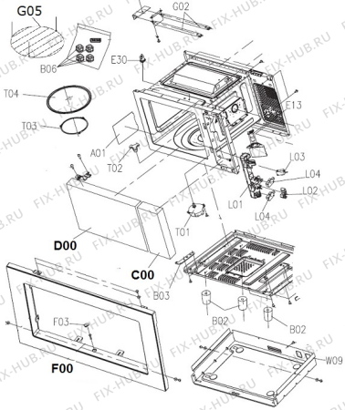 Взрыв-схема микроволновой печи Gorenje BM171E2X (562494) - Схема узла 02