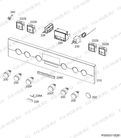 Схема №1 BCK452210W с изображением Клавиша для плиты (духовки) Aeg 140059174015