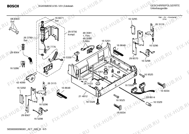 Взрыв-схема посудомоечной машины Bosch SGI55M05EU - Схема узла 05