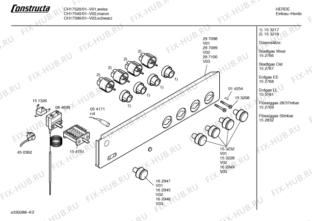 Схема №4 CH17520 с изображением Панель управления для плиты (духовки) Bosch 00297098