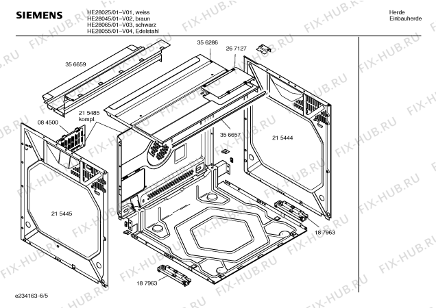 Взрыв-схема плиты (духовки) Siemens HE28065 - Схема узла 05