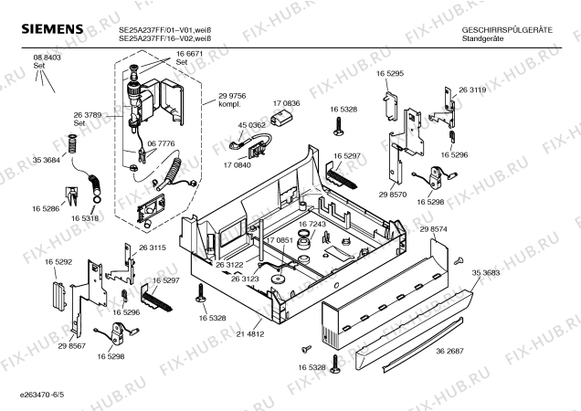 Взрыв-схема посудомоечной машины Siemens SE25A237FF - Схема узла 05