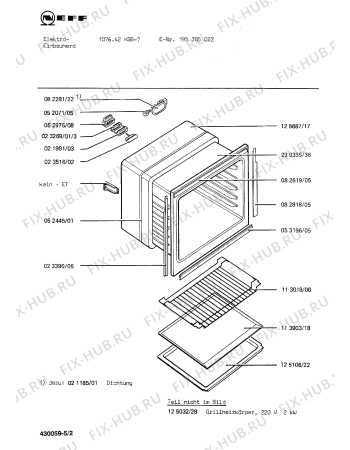 Взрыв-схема плиты (духовки) Neff 195305022 1076.42HSB-7 - Схема узла 02