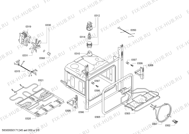 Взрыв-схема плиты (духовки) Siemens HB23AB551W H.SE.NP.L3D.IN.GLASS.S5a.X.E0_C/// - Схема узла 03