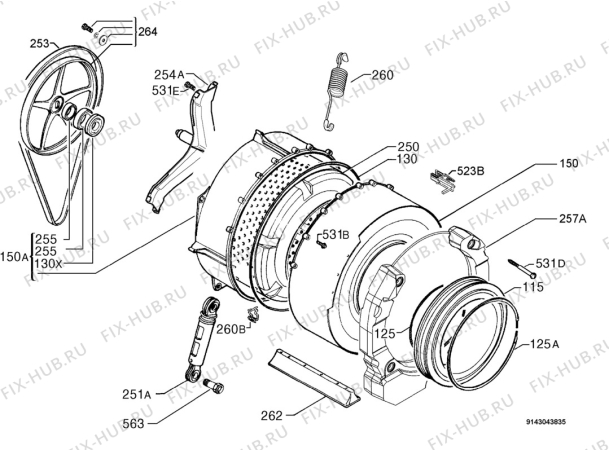 Взрыв-схема стиральной машины Zanussi ZWD16270W1 - Схема узла Functional parts 267