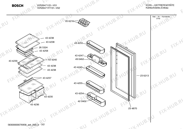 Взрыв-схема холодильника Bosch KIR26471FF - Схема узла 02