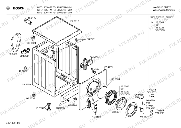 Взрыв-схема стиральной машины Bosch WFB1205IE BOSCH WFB 1205 - Схема узла 02