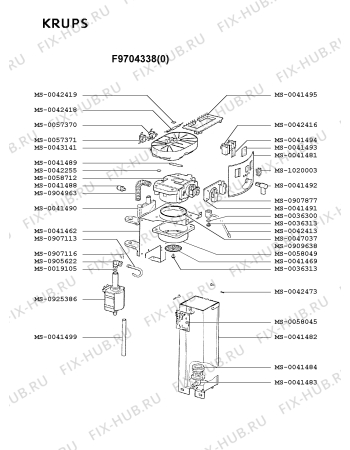 Взрыв-схема кофеварки (кофемашины) Krups F9704338(0) - Схема узла CP001858.8P3