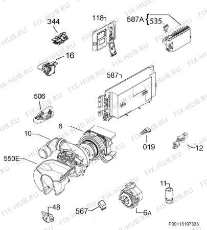 Схема №11 F55600VI1P с изображением Микромодуль для посудомойки Aeg 973911436332036