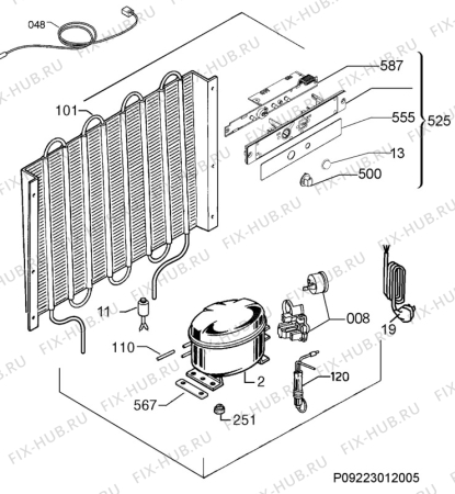 Взрыв-схема холодильника Aeg Electrolux AGS57200S0 - Схема узла Cooling system 017