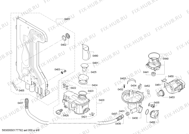 Взрыв-схема посудомоечной машины Bosch SMV40D90EU Silence - Схема узла 04
