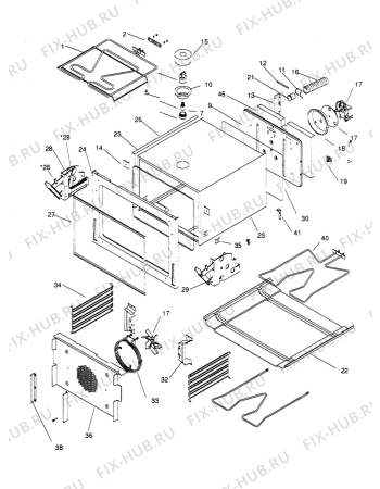 Взрыв-схема плиты (духовки) Atlas ELM805-1 - Схема узла H10 Main Oven Cavity (large)