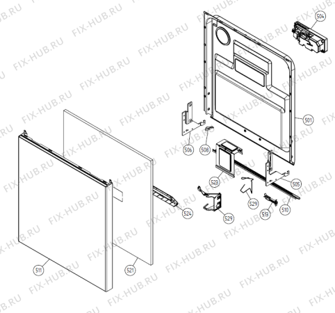 Взрыв-схема посудомоечной машины Gorenje D645 SF   -White Bi (900001136, DW20.2) - Схема узла 05